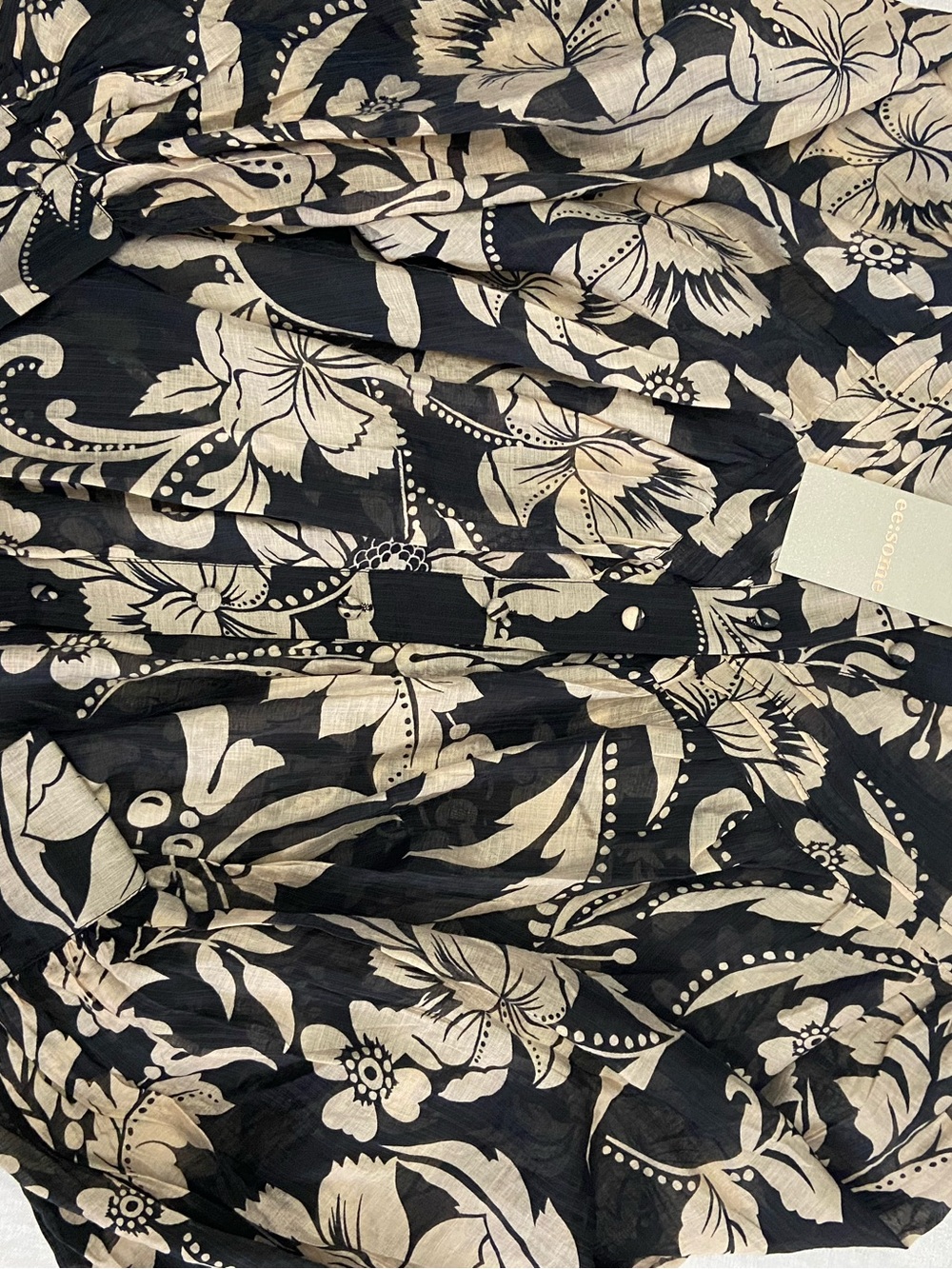 Floral Print Black and Cream Blouse